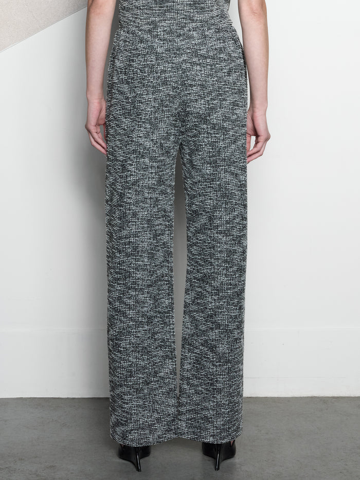 Jace Black and White Tweed Straight Leg Trousers