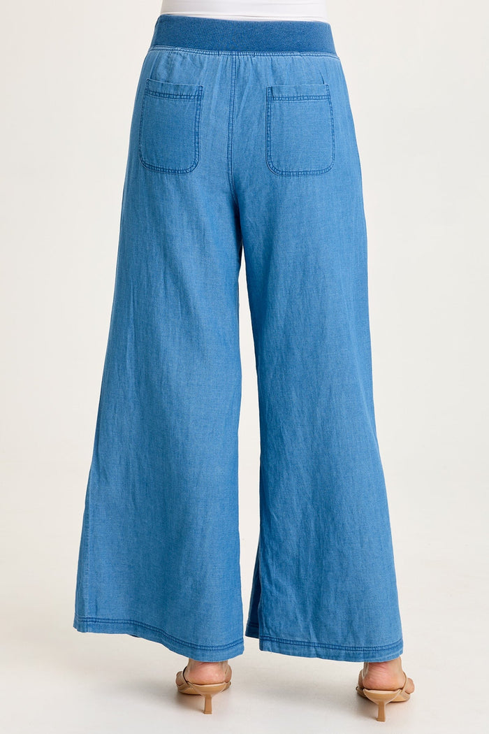XCVI Jerona Indigo Pleated Wide Leg Pant