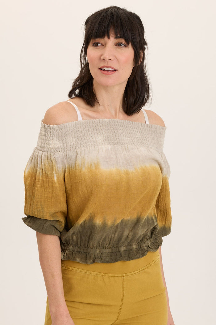 Wearables Jolia Gauze Off-Shoulder Billow Sleeve Top