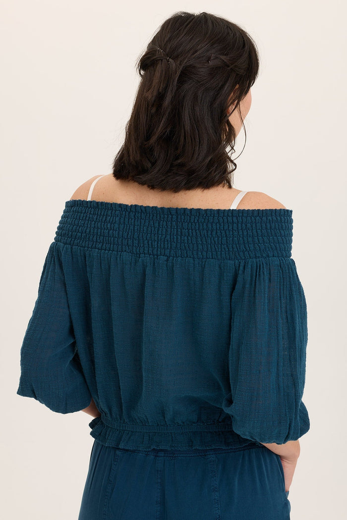 Wearables Jolia Gauze Off-Shoulder Billow Sleeve Top