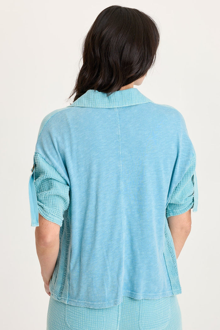 XCVI Kaleo Gauze Lace Trim Snap-Up Top