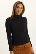 Wearables Kari Jersey Mock-Neck Peplum Top