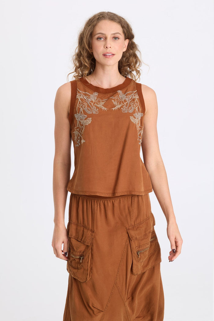 XCVI Katrine Embroidered Twill Tank