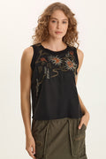 XCVI Katrine Soft Twill Embroidered Artisan Tank
