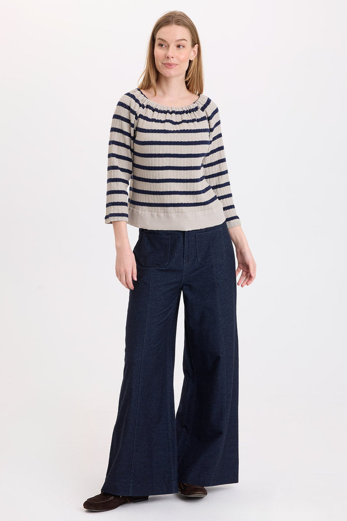 Wearables Kelvis Elastic Neck Stripe Top