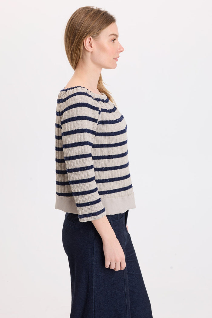 Wearables Kelvis Elastic Neck Stripe Top