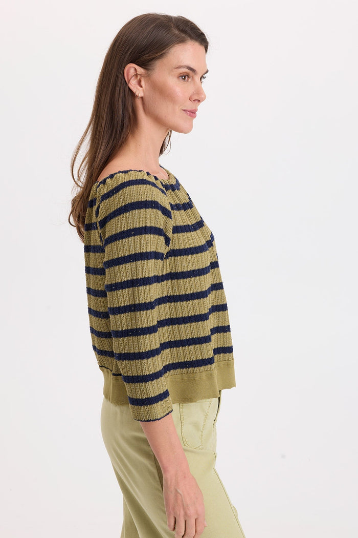 Wearables Kelvis Elastic Neck Stripe Top