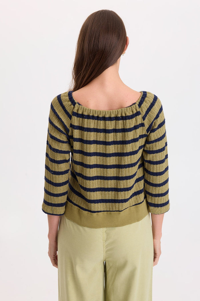 Wearables Kelvis Elastic Neck Stripe Top