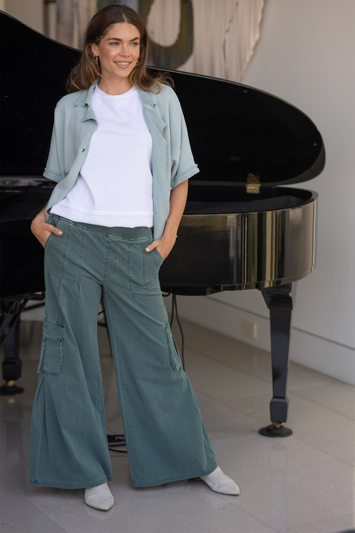 XCVI Erwin Side Pleats Cargo Wide-Leg Pant