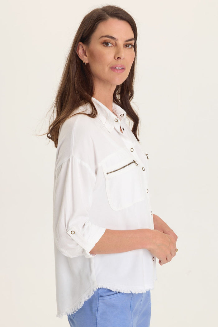 Wearables Knapp Distressed Cargo Button-Up