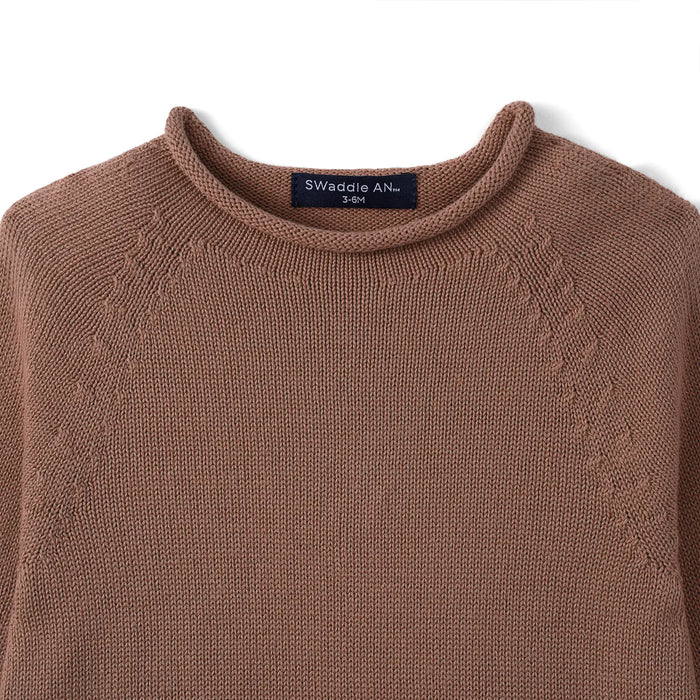 Knit Rollneck Baby Sweater in Mocha