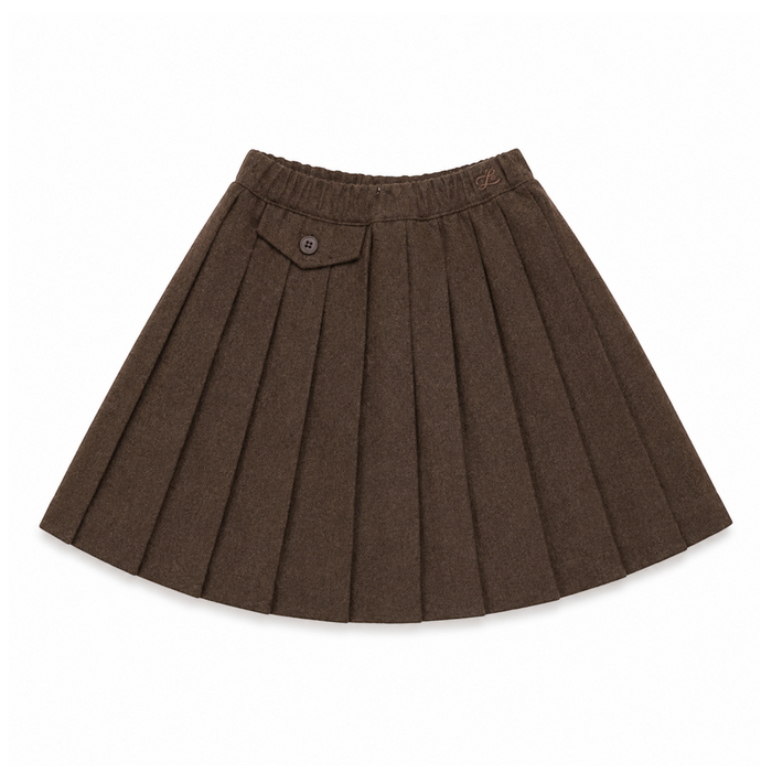 L by Ladida Brown Wool Pleated Skirt