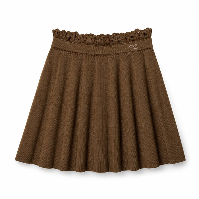 L by Ladida Silken Moss Knit Eyelet Trim Skirt