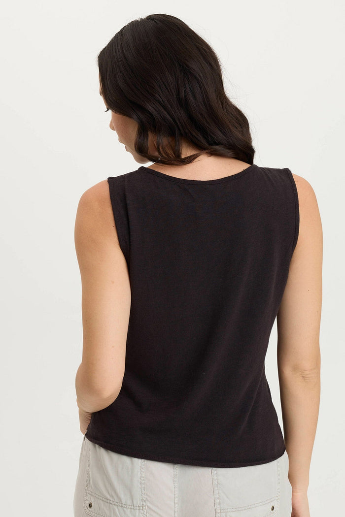 XCVI Landis Peforated Poplin + Jersey Pocket Tank