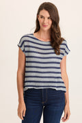 XCVI Lawder Stripe Knit Waterfall Back Top