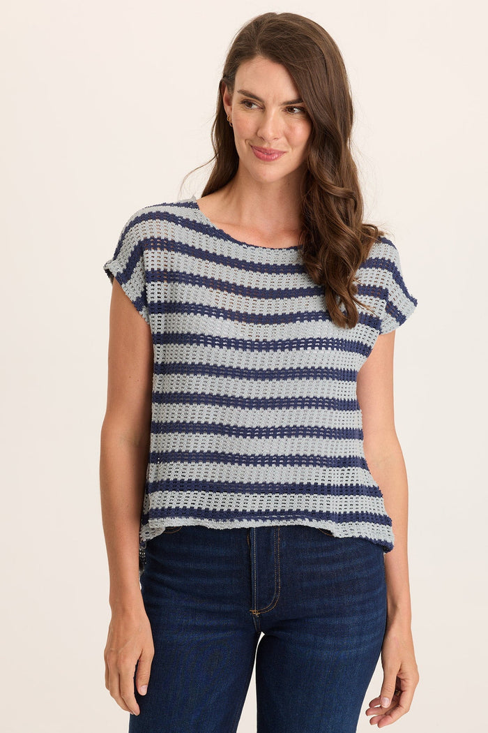 XCVI Lawder Stripe Knit Waterfall Back Top
