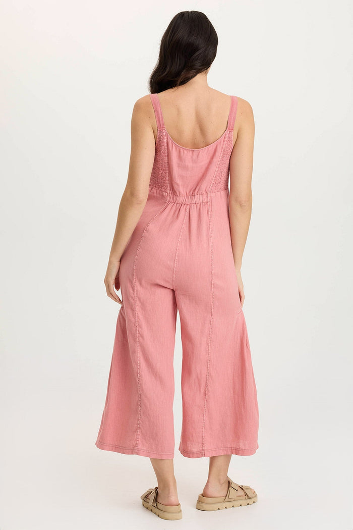 XCVI Leoda Linen Snap-Up Jumpsuit
