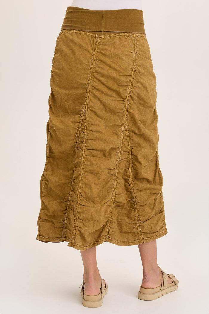 Wearables Linen Shirred Asymmetric Midi Skirt
