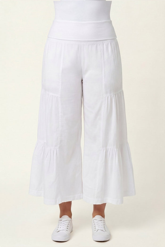 Wearables Linen Side-Tier Wide Leg Palazzo