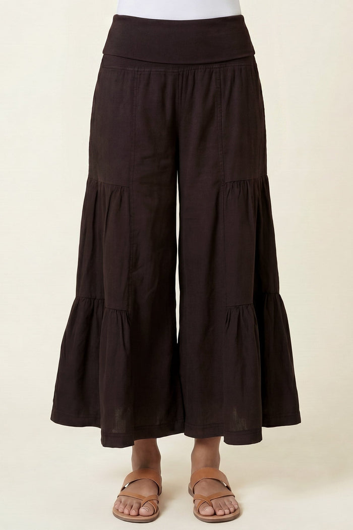 Wearables Linen Side-Tier Wide Leg Palazzo