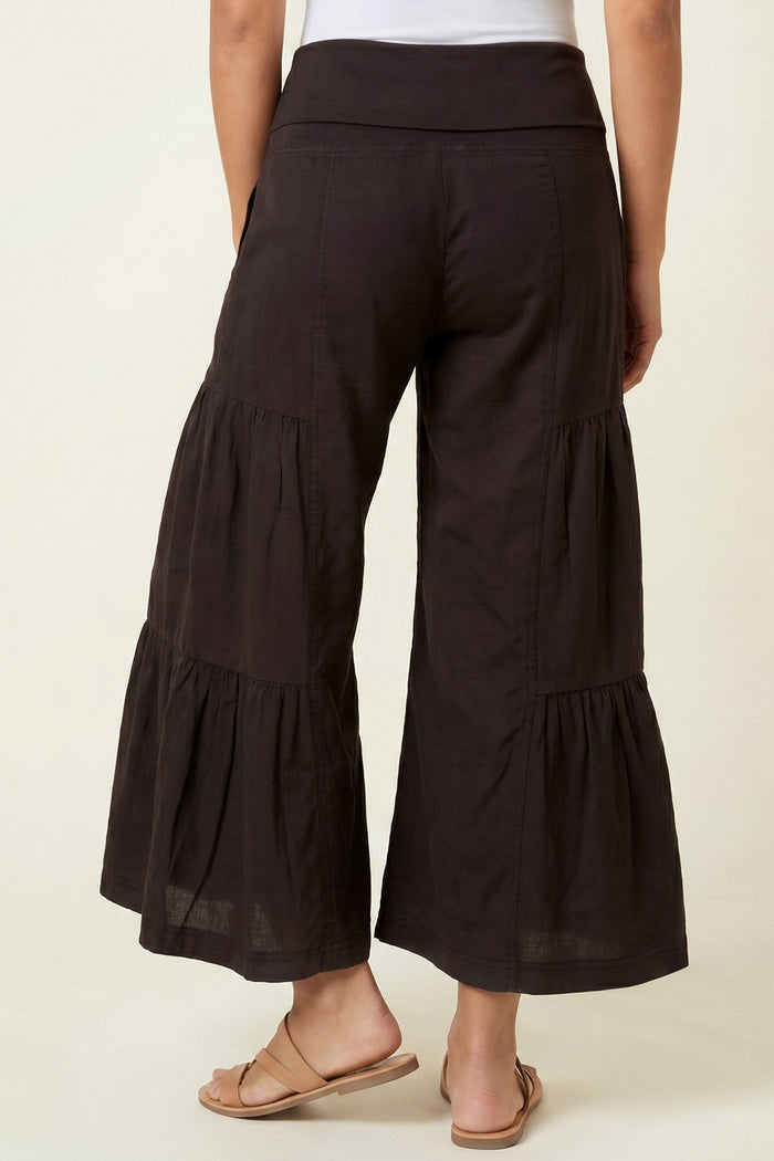 Wearables Linen Side-Tier Wide Leg Palazzo