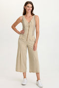 Wearables Linette Twill Zip-Up V-Neck Jumpsuit
