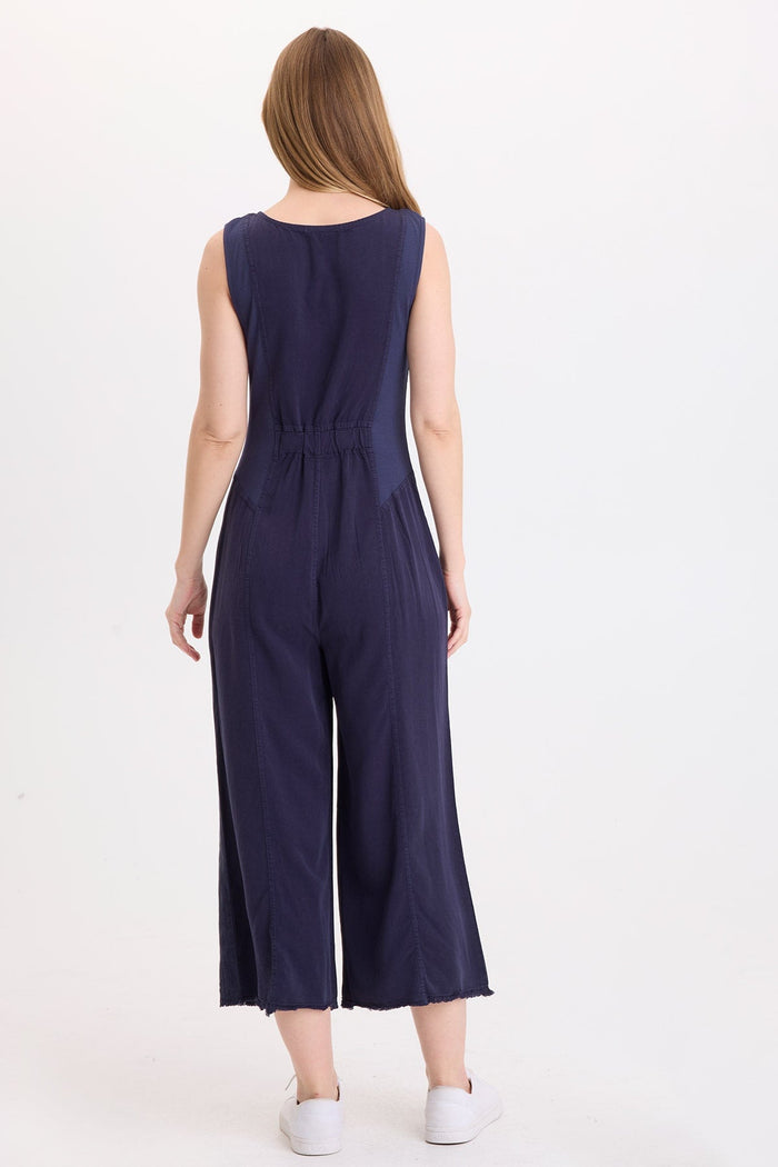 Wearables Linette Twill Zip-Up V-Neck Jumpsuit