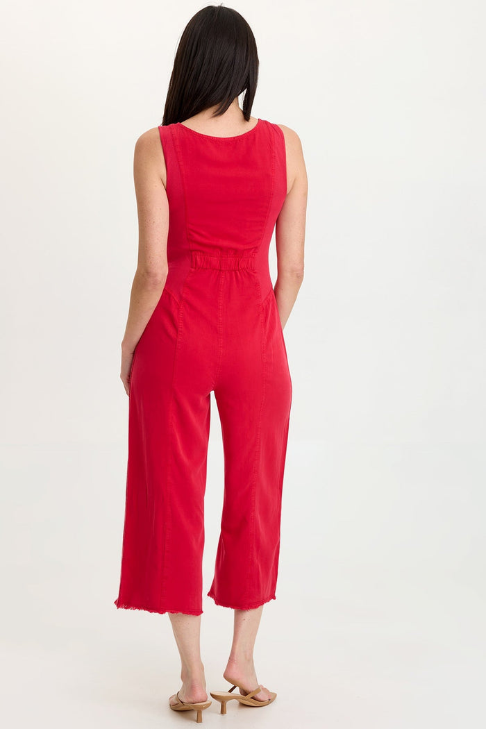 Wearables Linette Twill Zip-Up V-Neck Jumpsuit