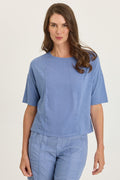 Wearables Lino Twill/Jersey Boat Neck Tee
