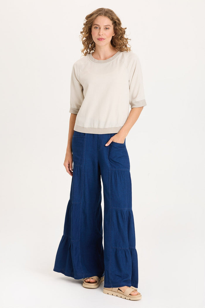 XCVI Linton Twill/Rib Snap-Up Back Top
