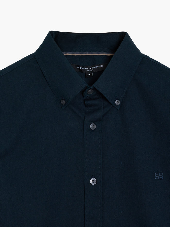 Long Sleeve Twill Navy Blue Oxford Shirt