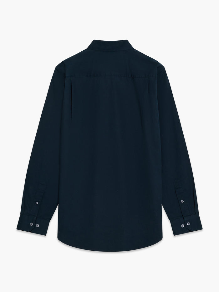 Long Sleeve Twill Navy Blue Oxford Shirt