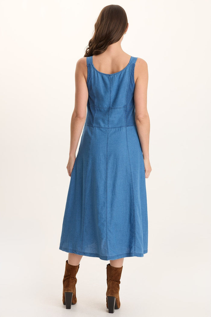 XCVI Lyall Mock Denim Twill Midi Tank Dress
