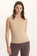 XCVI Mahala Textured Satin Embossed Crew Neck Tank