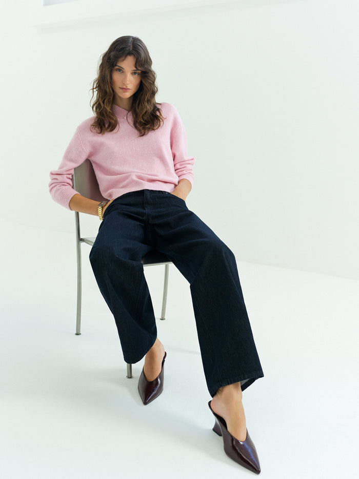 Maisha Pink Brushed Knit V-Neck Jumper