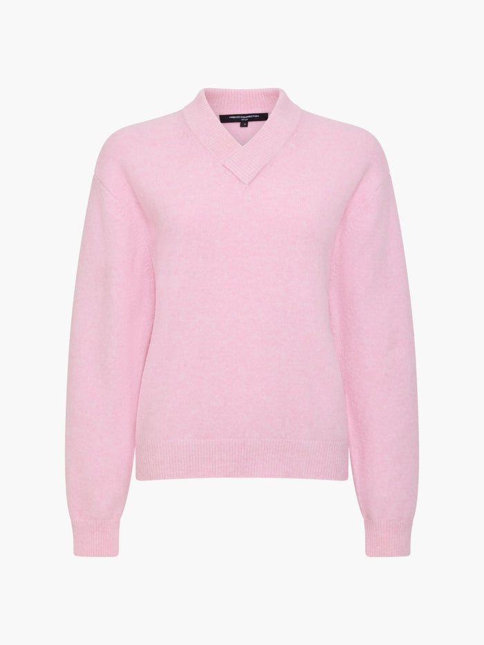Maisha Pink Brushed Knit V-Neck Jumper