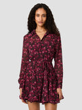 Marina Floral Silky Chiffon Shirt Mini Dress