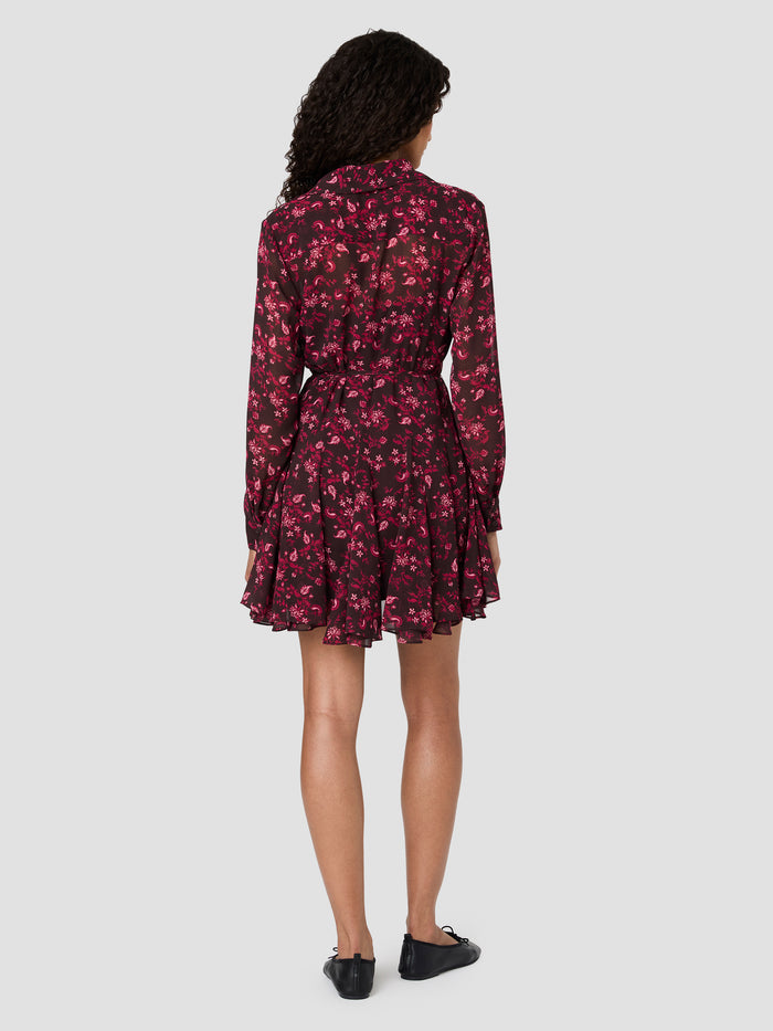 Marina Floral Silky Chiffon Shirt Mini Dress