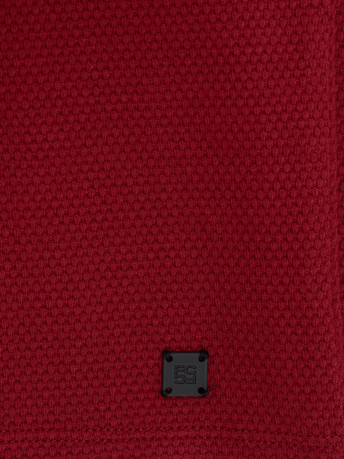 Maroon Popcorn Textured Long Sleeve Polo Shirt