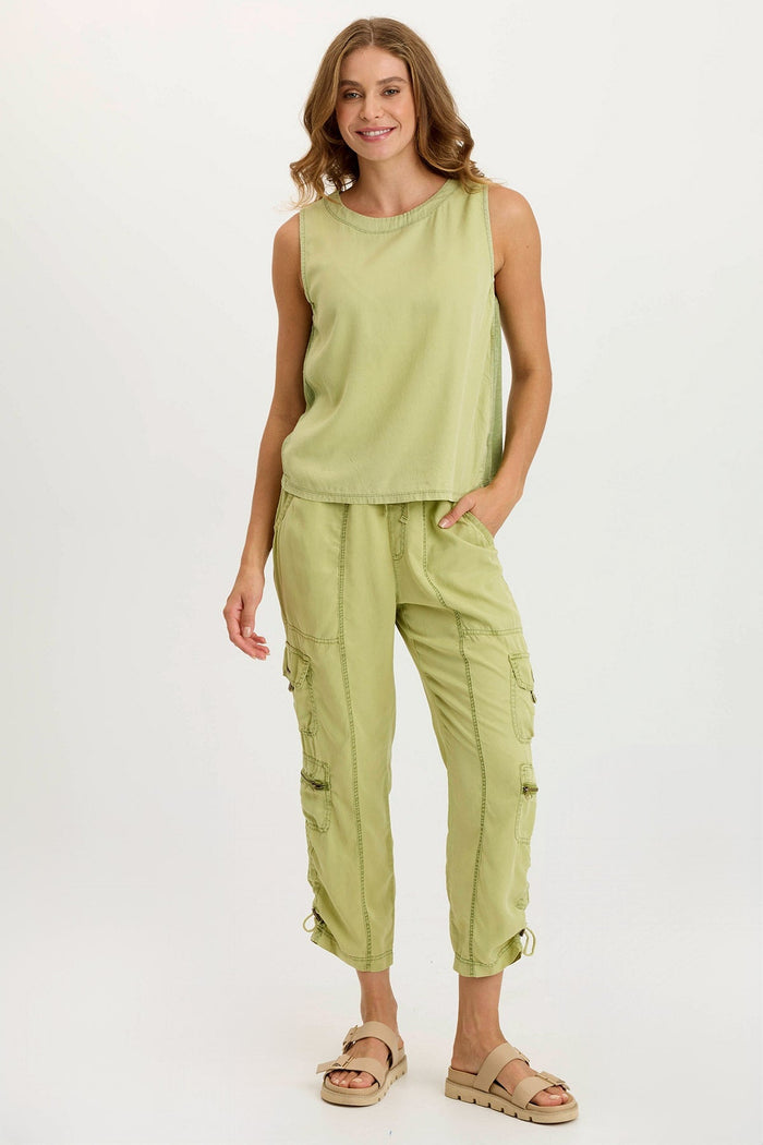 XCVI Massimo Twill/Jersey Wide-Neck Tank
