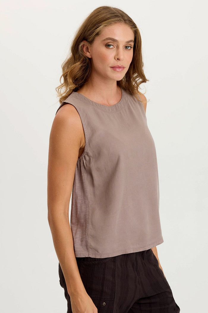 XCVI Massimo Twill/Jersey Wide-Neck Tank