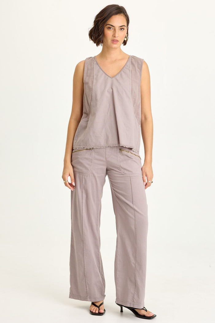 Wearables Mazie Linen/Jersey V-Neck Tank
