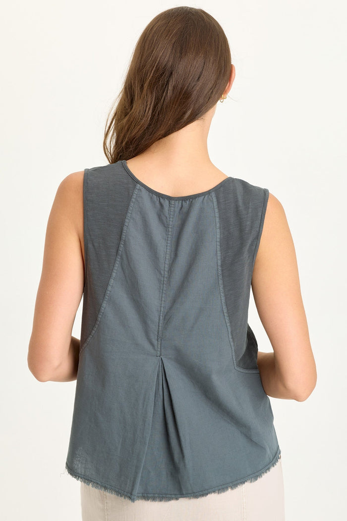 Wearables Mazie Linen/Jersey V-Neck Tank