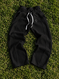 Men's Black Cross Detail Drawstring Pants