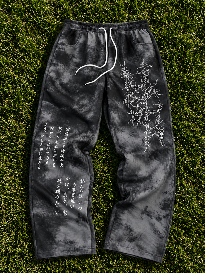Men's Goth Spider Graphic Wide-Leg Pants