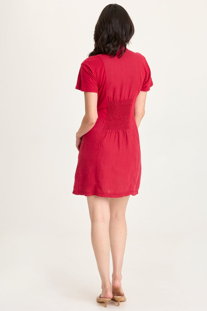XCVI Mikel Linen Snap-Up Collared Dress