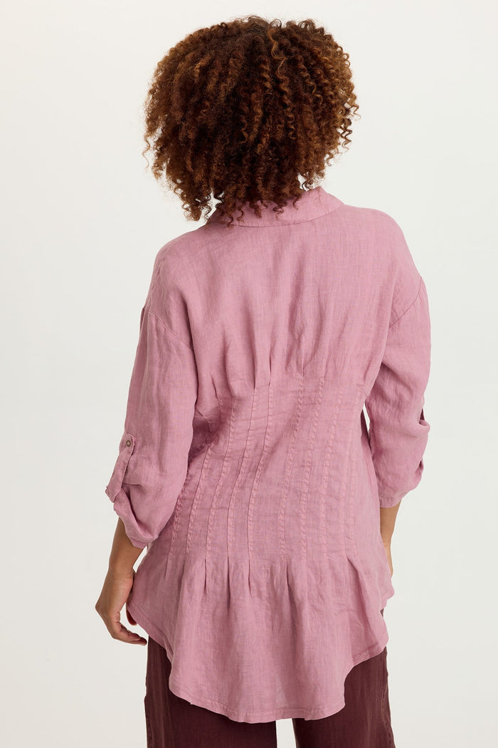 XCVI Moira Linen Hi-Lo Button-Up Top