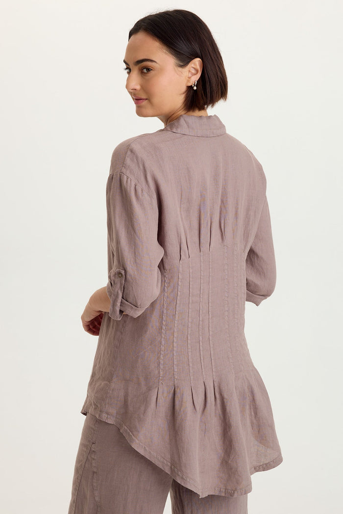 XCVI Moira Linen Hi-Lo Button-Up Top
