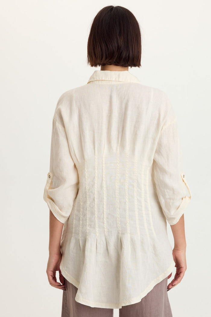 XCVI Moira Linen Hi-Lo Button-Up Top