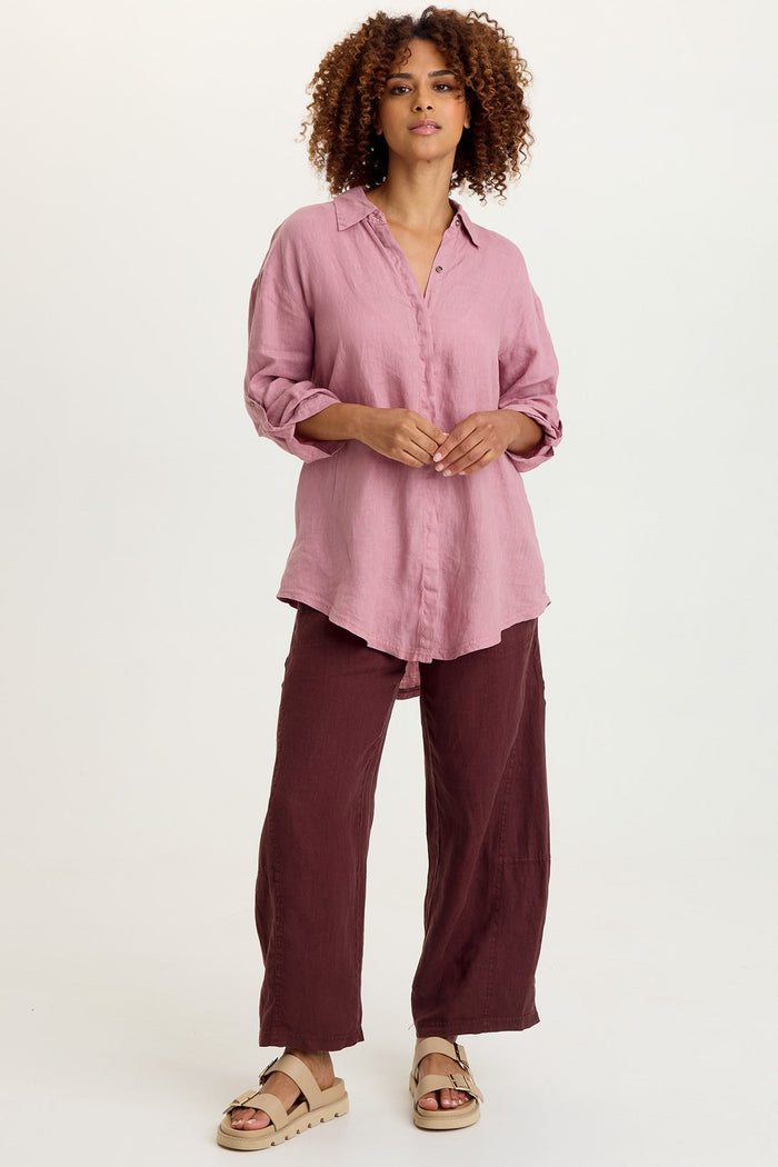 XCVI Moira Linen Hi-Lo Button-Up Top